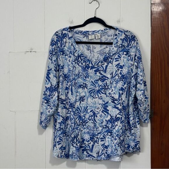 Joie Blue Floral Women's Blouse Size 3X - Picture 1 of 4